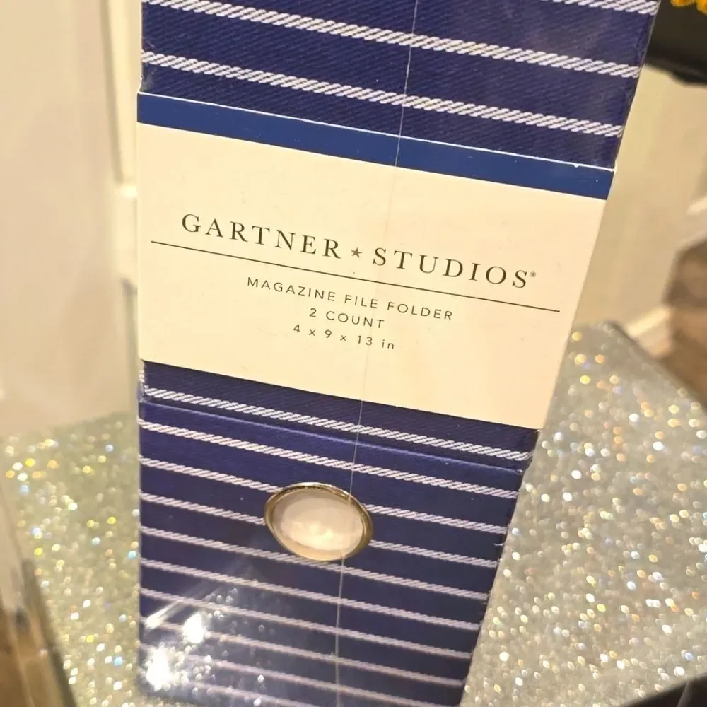 Gartner Studios 2PK Magazine File Folder- Navy/White Striped‎
